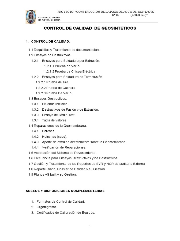Plan de Control de Calidad de Geosinteticos | PDF | Soldadura ...