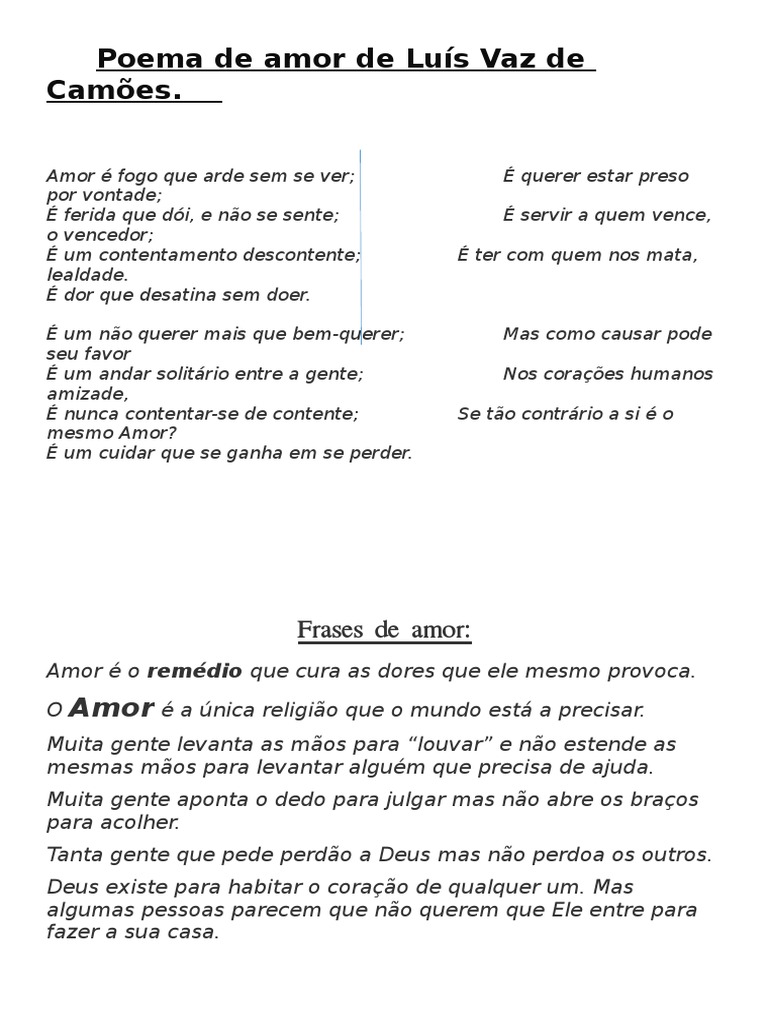 Escansão Do Soneto Amor é Fogo Que Arde