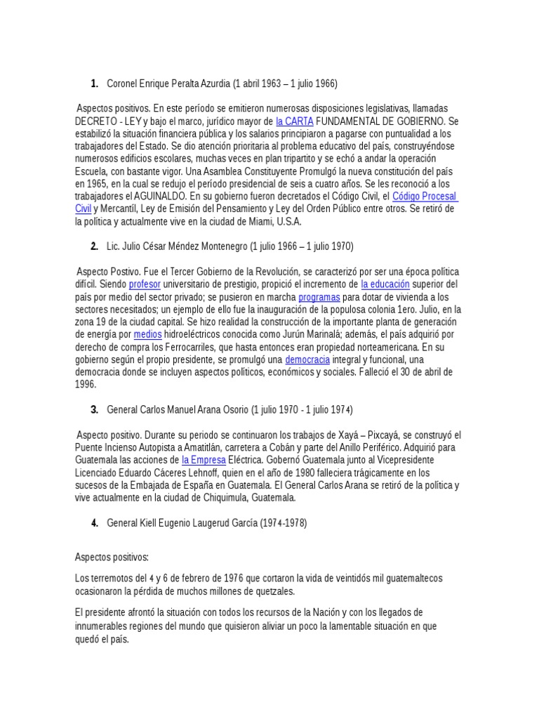 Coronel Enrique Peralta Azurdia Dialecto Lengua española