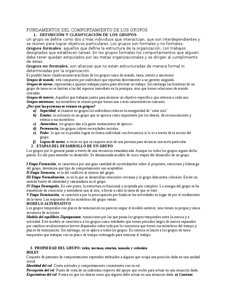 Fundamentos Del Comportamiento de Los Grupos