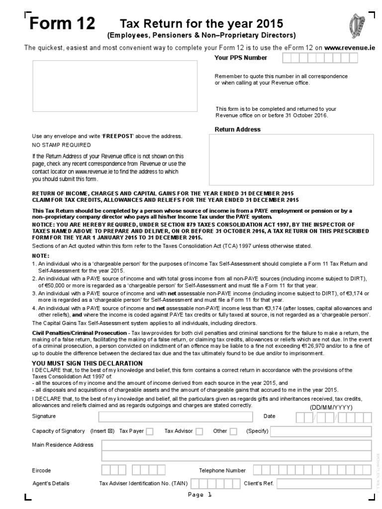 2015 Tax Return for PAYE Income | PDF | Law