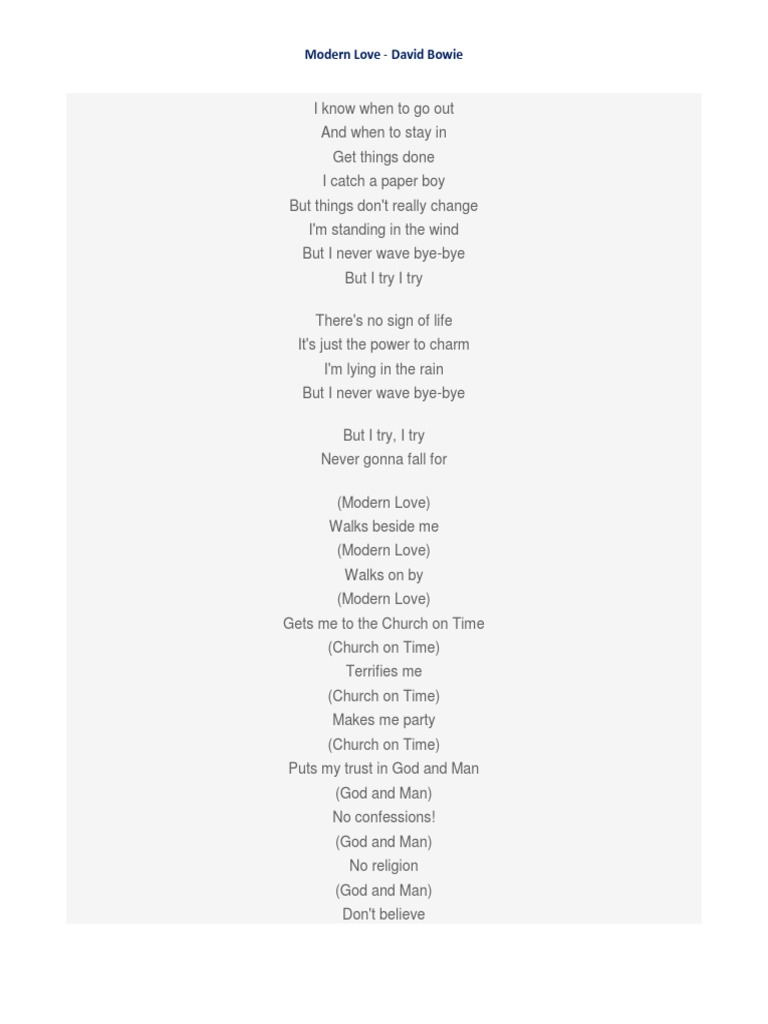 Modern Love David Bowie PDF Religion And Belief
