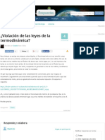 ¿Violación de Las Leyes de La Termodinámica?