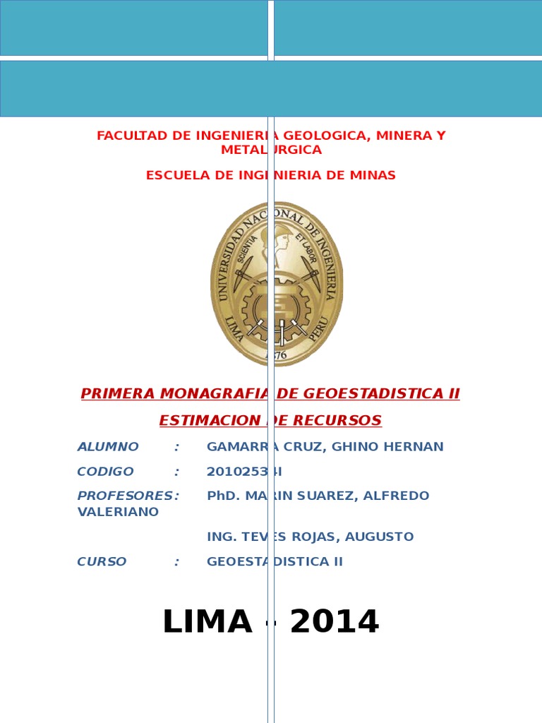 Estimación de Recursos en Geoestadística | PDF | Matemáticas Aplicadas ...