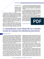 A Criminalização Como Obstáculo Aos Controles Sociais Do Consumo de Substâncias Psicoativas