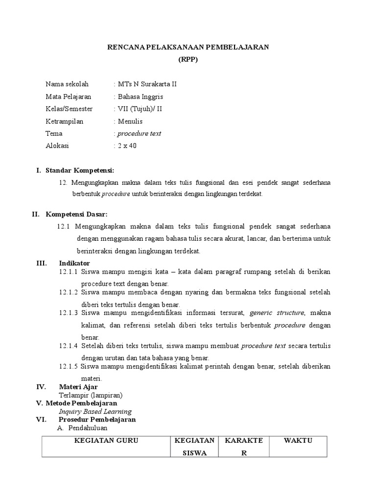 Contoh Procedure Text Manual Dalam Bahasa Inggris