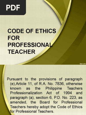 Pdf Pdf Code Of Ethics For Professional Teachers Pdf Telecharger Download