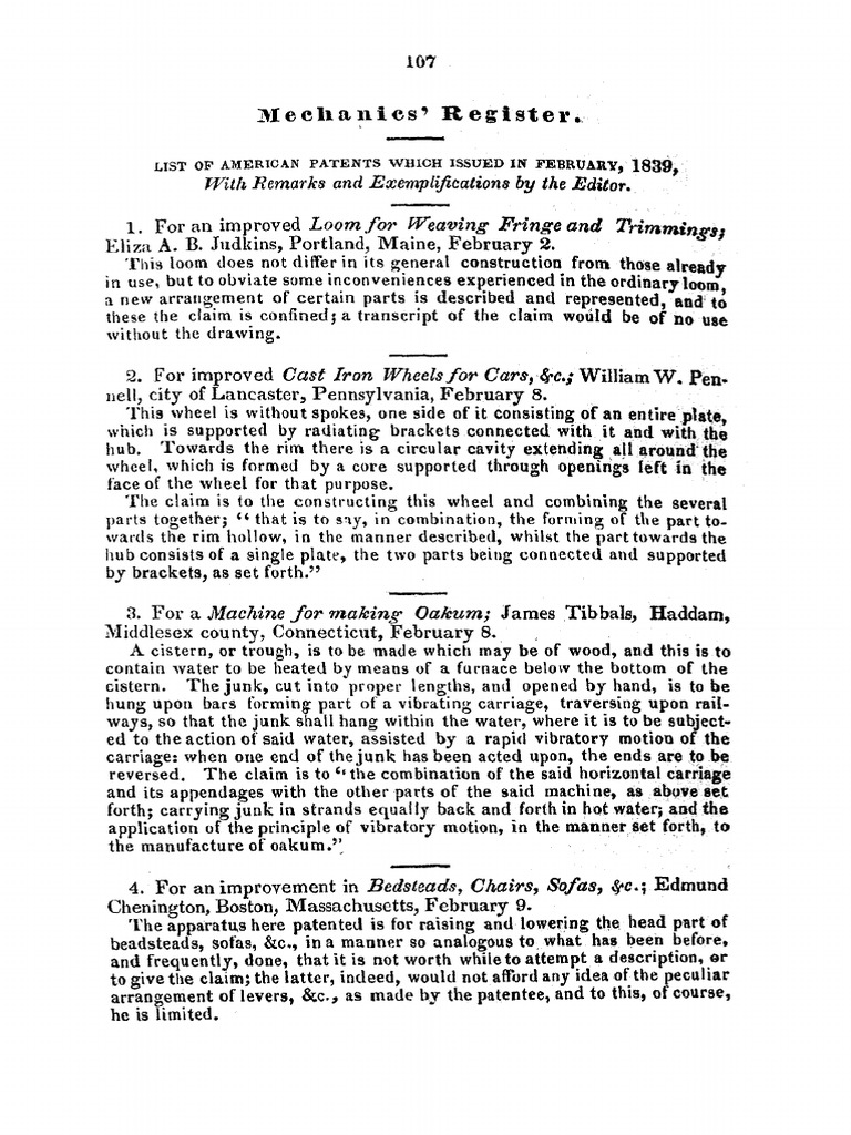 February 1840 American Patents List | PDF | Glossary Of Patent Law ...