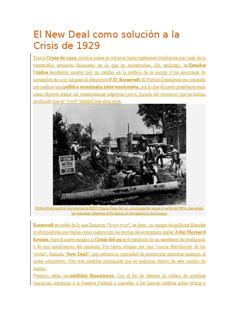 El New Deal y la Recuperación de EEUU | PDF | Nuevo acuerdo | Gran ...