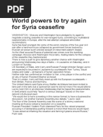 World Powers to Try Again for Syria Ceasefire