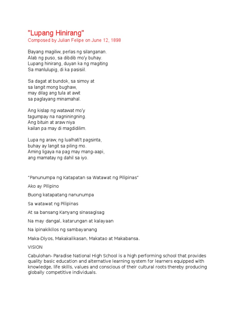 Lupang Hinirang Pdf