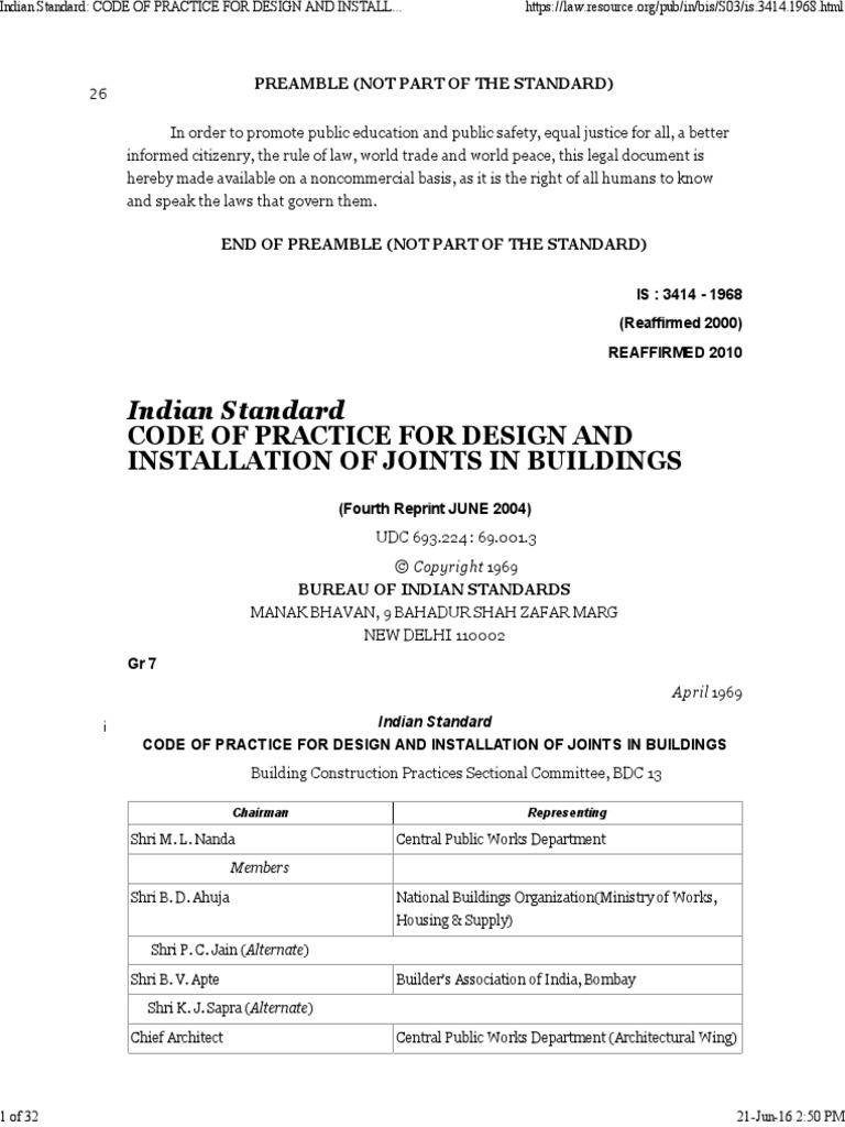 Indian Standard - CODE OF PRACTICE FOR DESIGN AND INSTALLATION OF ...