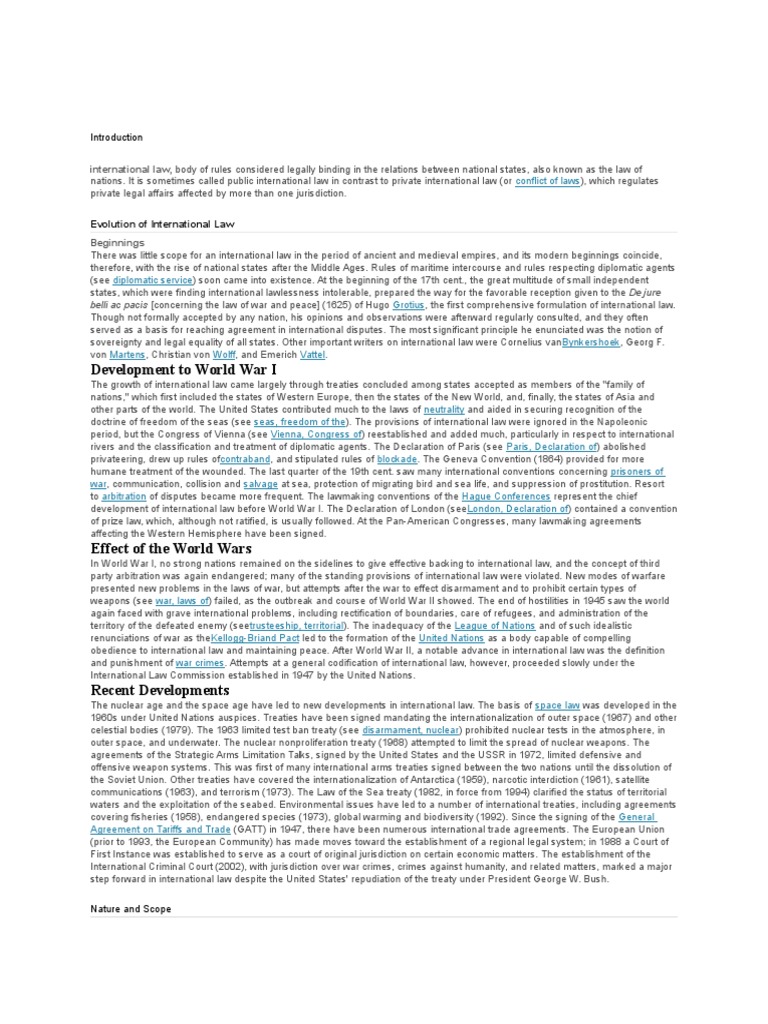 Evolution and Scope of International Law | PDF | International Law ...