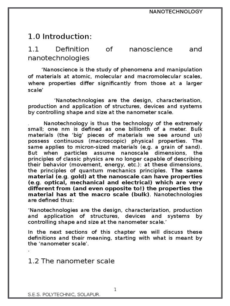 short essay on nanotech