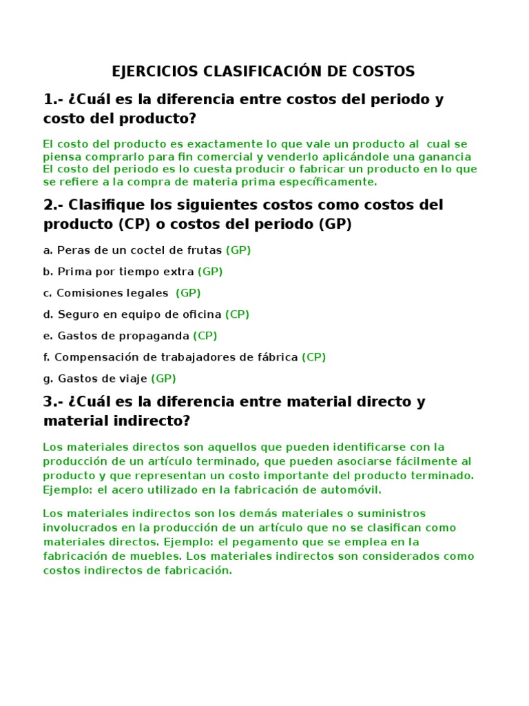 Ejercicios Clasificación de Costos | PDF | Salario | Marketing