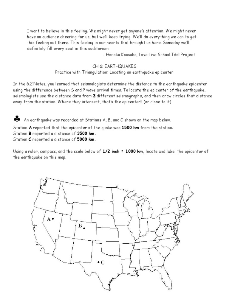 Triangulation Worksheet | Seismology | Earthquakes