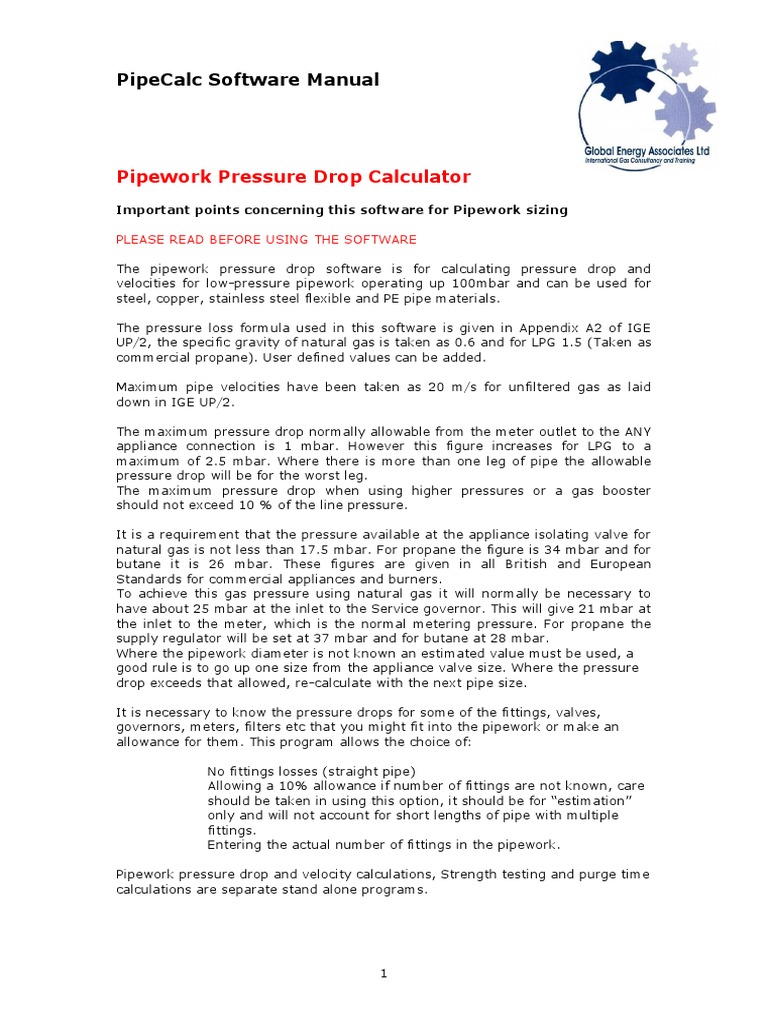 PipeCalc Manual | PDF | Leak | Liquefied Petroleum Gas