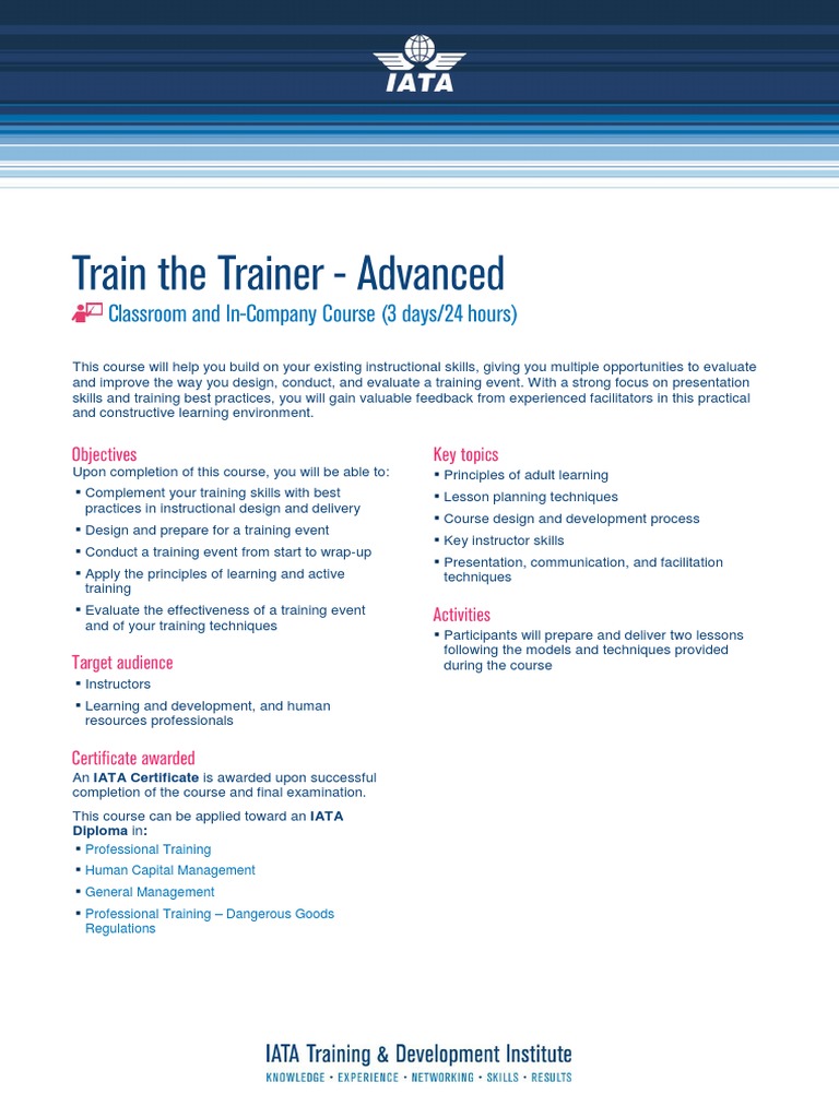 Training The The Trainer Advanced..course From IATA | PDF | Career & Growth