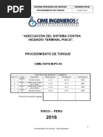 Cime 16019 m Pc 05, Procedimiento de Torque