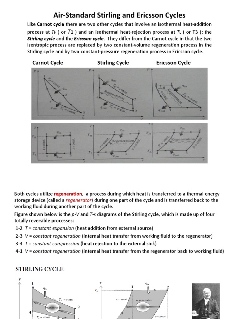Ericsson and Stirling Cycle Analysis | PDF | Internal Combustion Engine ...