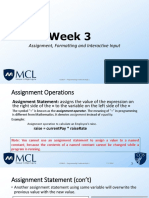 Week 3 - Assignment, Formatting and Interactive Input
