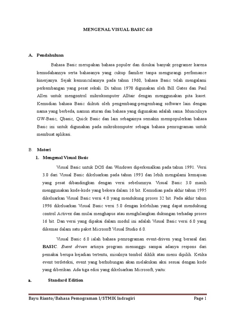 Panduan Lengkap Visual Basic 6.0 | PDF