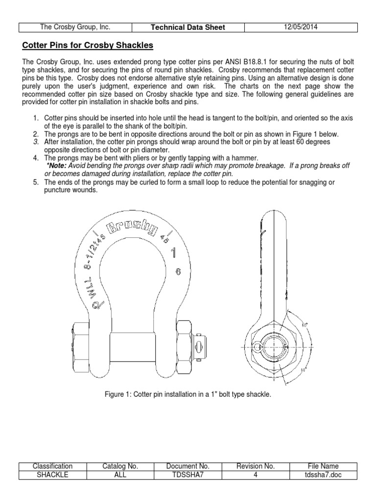 Crosby Shackle Cotter Pin Guide Joining