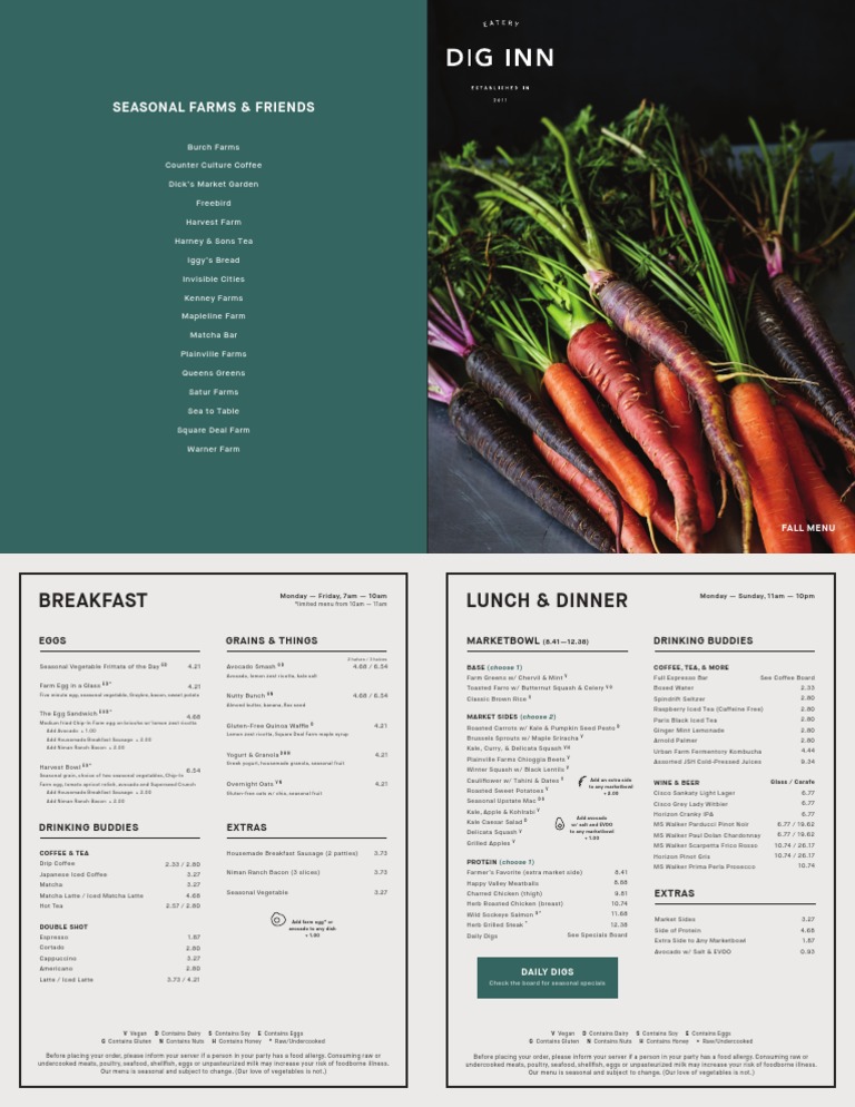 Dig inn menu pdf cuisine food and drink