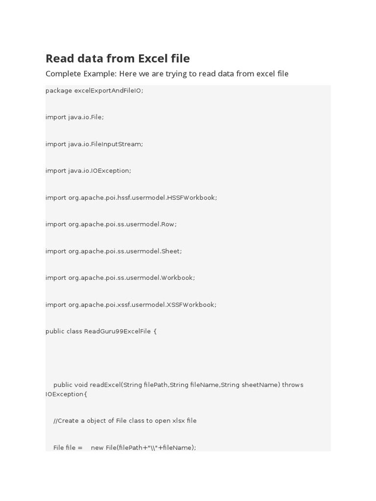 Apache Poi Read and Write Excel | PDF | Microsoft Excel | Software ...