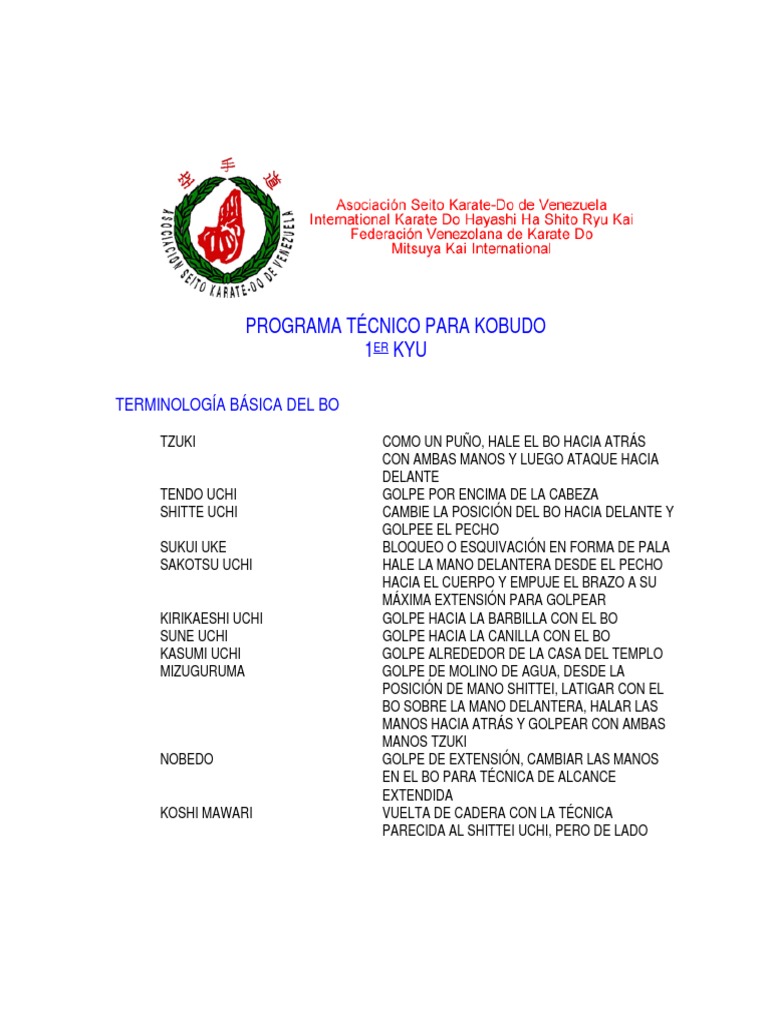 Primer Kyu Kobudo PDF Kárate Deportes de combate