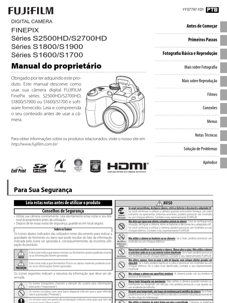 Fujifilm Finepix S1800 Manual Portugues PDF | PDF | Armazenamento de ...