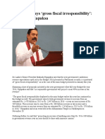 Budget Displays Gross Fiscal Irresponsibility': Mahinda Rajapaksa