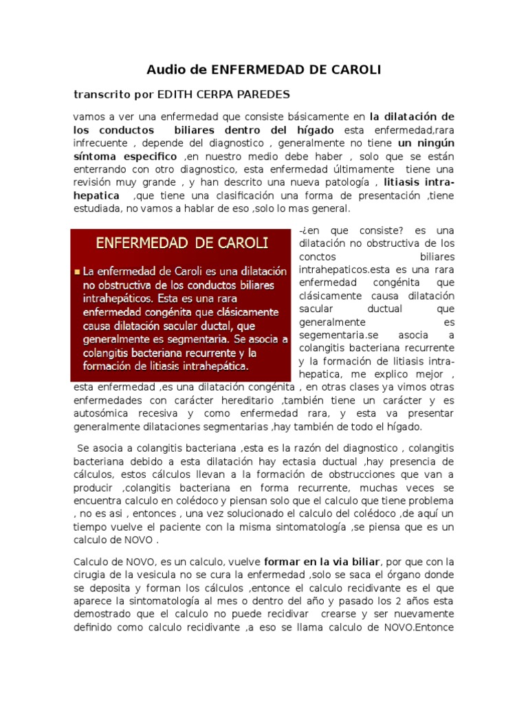 Enfermedad de Caroli | Epidemiología | Ciencias de la Salud