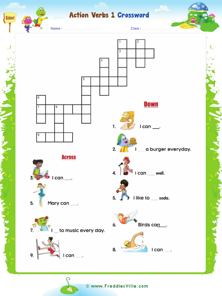 Action Verbs 1st Grade Worksheets