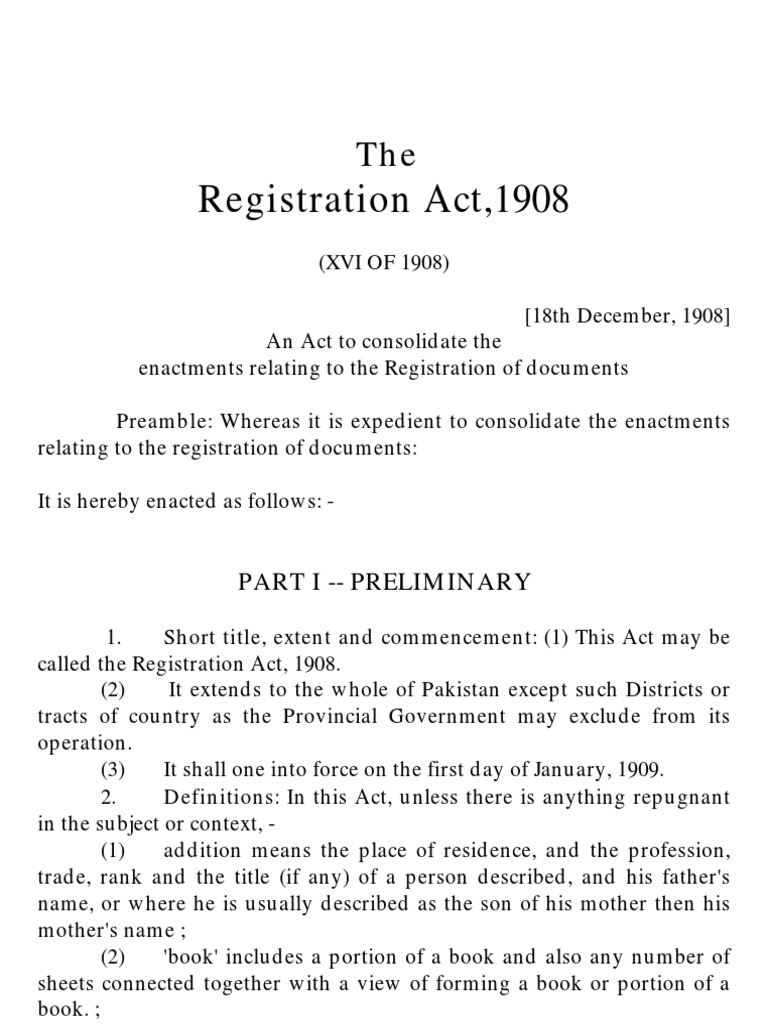 The Registration Act PDF | PDF