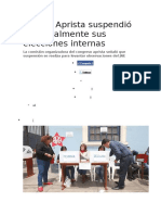 Partido Aprista Suspendió Temporalmente Sus Elecciones Internas