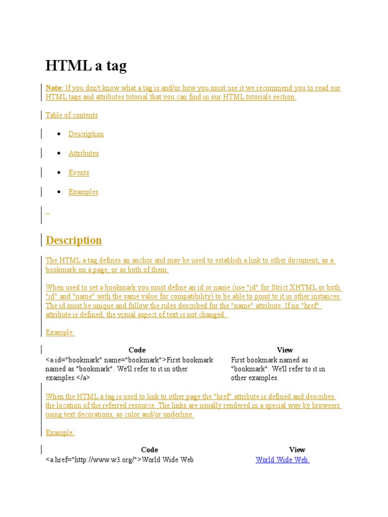 Html A Html Element Html