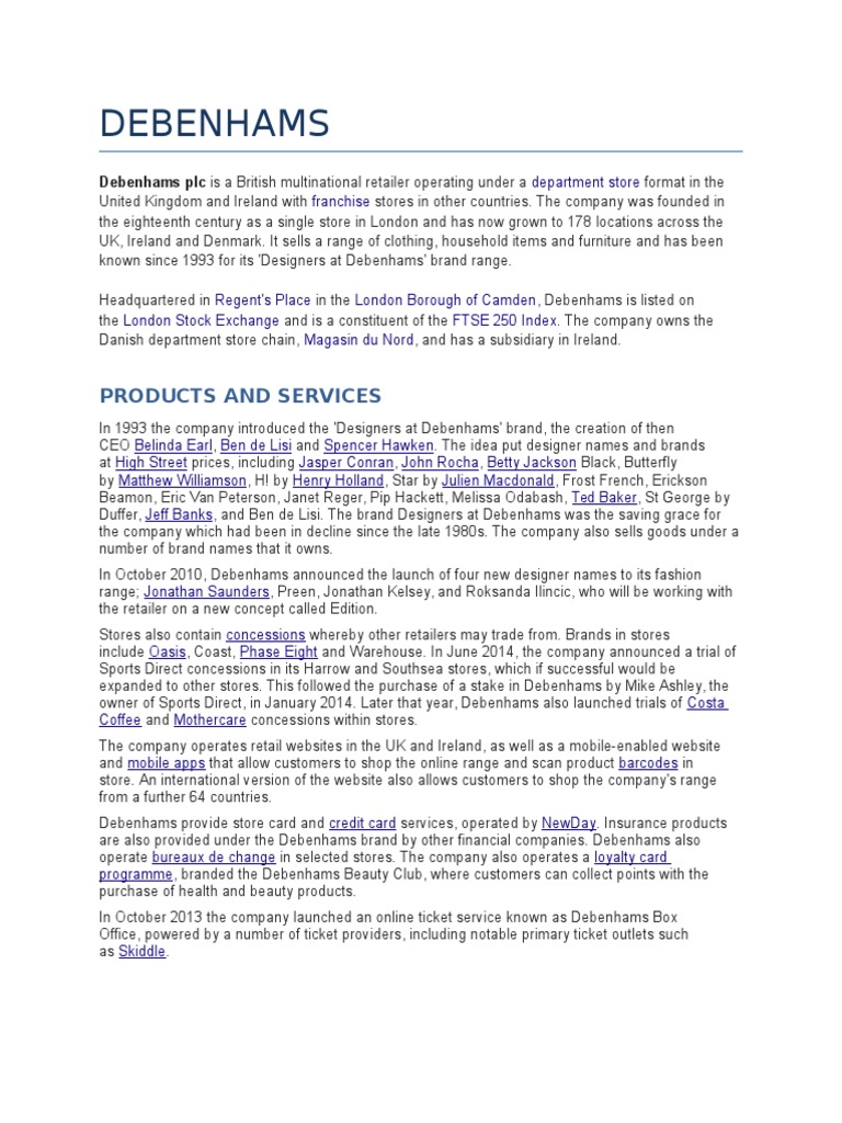 Debenhams | PDF | International Labour Organization | Retail