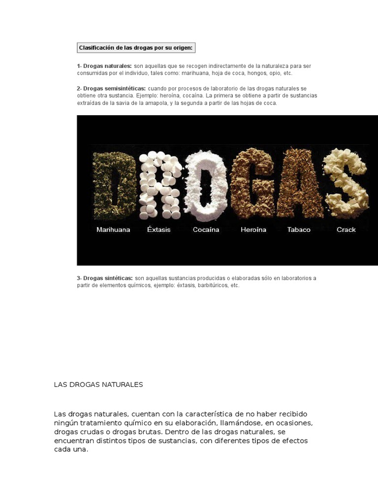 Clasificación de Las Drogas Por Su Origen
