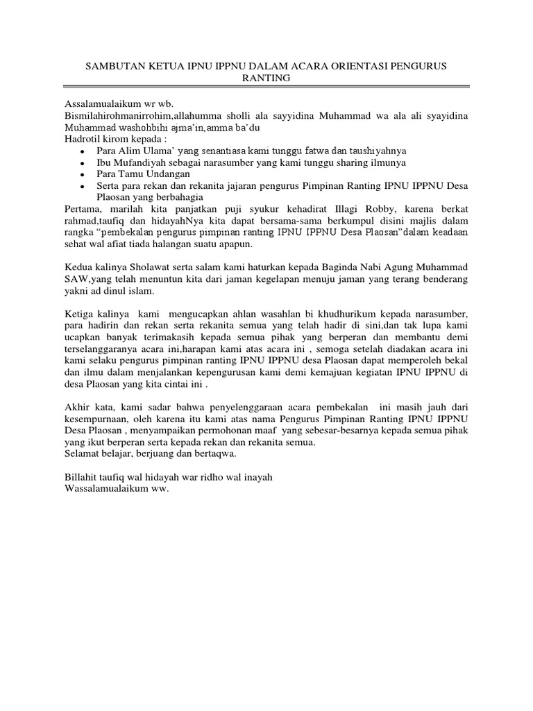 Kata Sambutan Ketua Osis Dalam Acara Maulid - Reinhartresearch.com