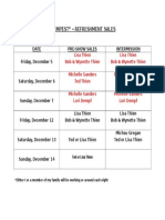 Refreshment Sales Schedule