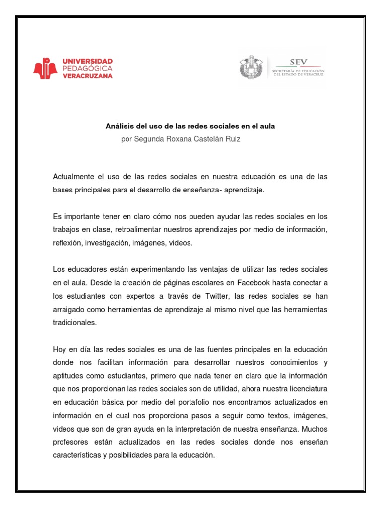 Uso de Las Redes Sociales en El Aula | PDF | Servicio de redes sociales ...