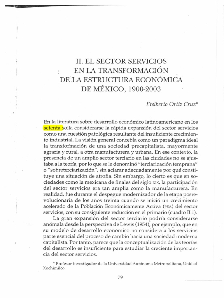 Evolución del Sector Servicios en México | PDF | Sector terciario de la ...