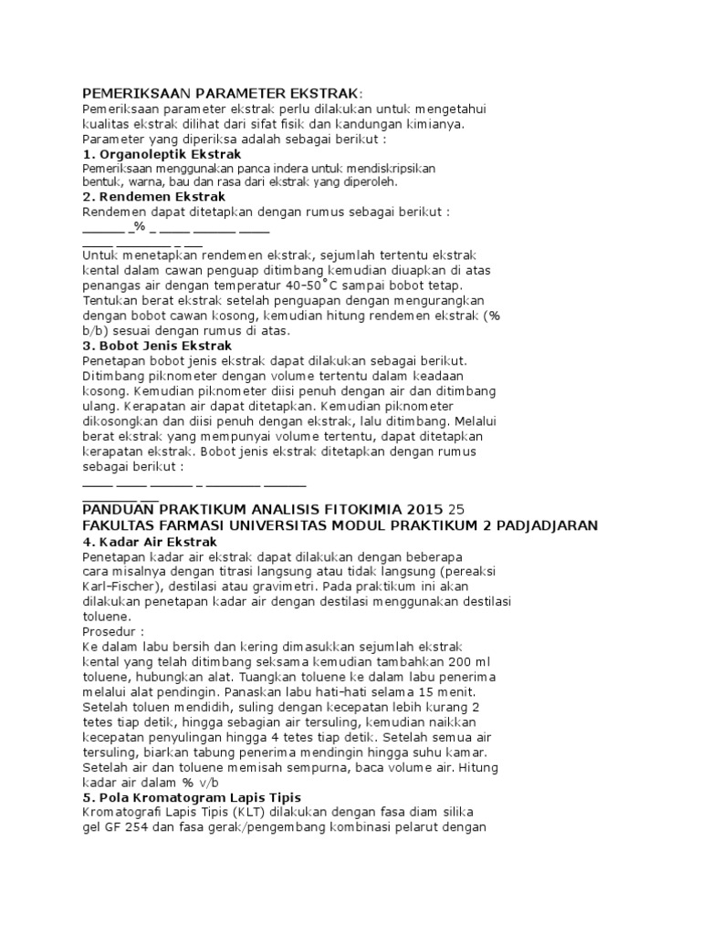 Rumus Rendemen dan Bobot Jenis Ekstrak | PDF | Memasak, Makanan, & Anggur