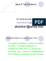 Residential Status & Tax Incidence: DR Amit Kumar Sinha