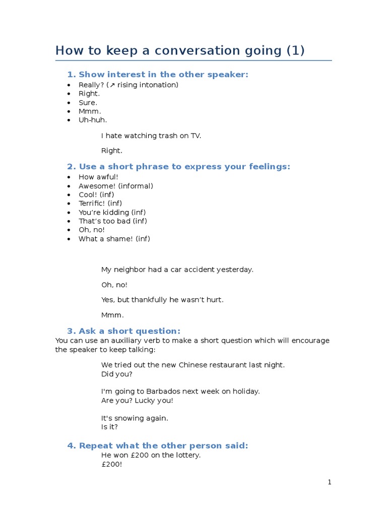 Tips to keep a conversation going