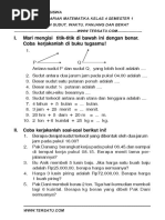 Soal Ulangan Harian Ke 2 Matematika Kelas 4 Semester 1