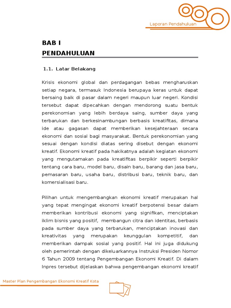 Bab I Pendahuluan Pengembangan Ekonomi Kreatif