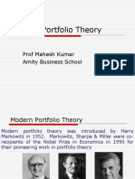 Modern Portfolio Theory: Prof Mahesh Kumar Amity Business School