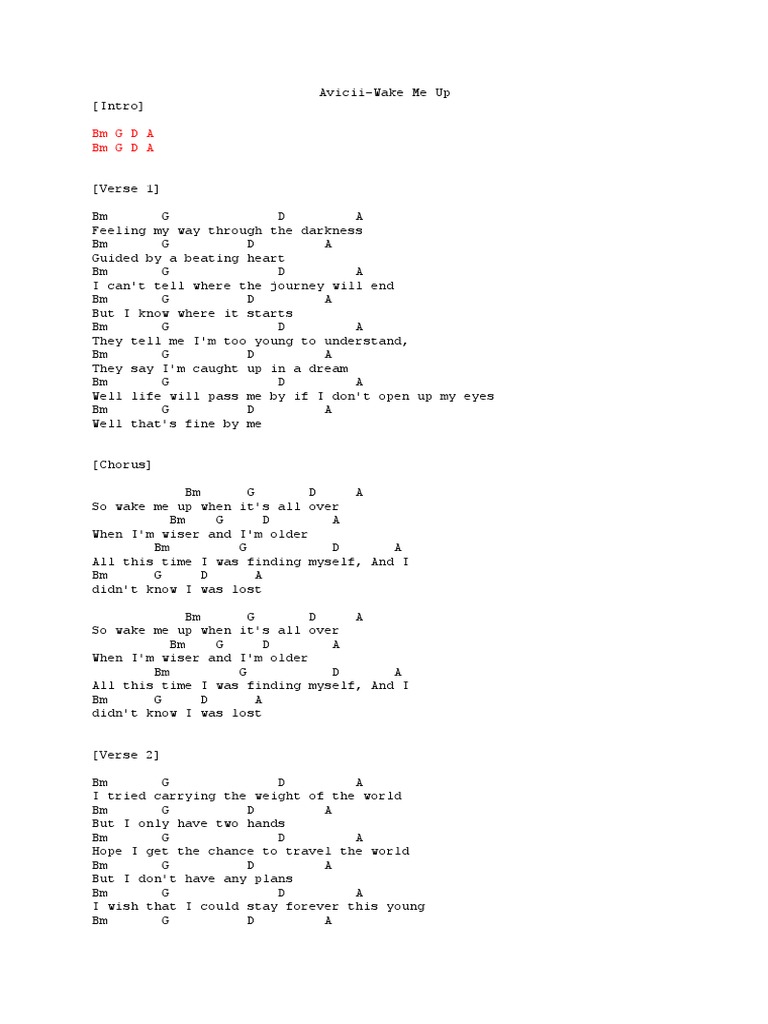 Avicii-Wake Me Up Chords | PDF